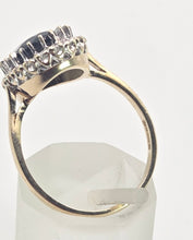 Load image into Gallery viewer, 2498 Vintage: 9ct Gold Australian Sapphira 20 Diamonds Diana Style Cluster Ring- From 1986
