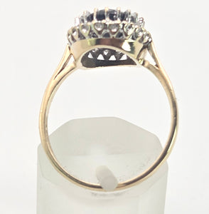 2498 Vintage: 9ct Gold Australian Sapphira 20 Diamonds Diana Style Cluster Ring- From 1986