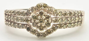 2499 Vintage: 9ct Gold 57 Yellow Diamonds Art Deco Style  Dress Ring