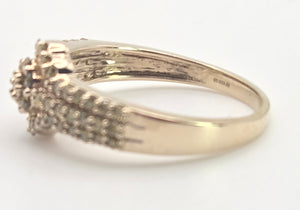 2499 Vintage: 9ct Gold 57 Yellow Diamonds Art Deco Style  Dress Ring