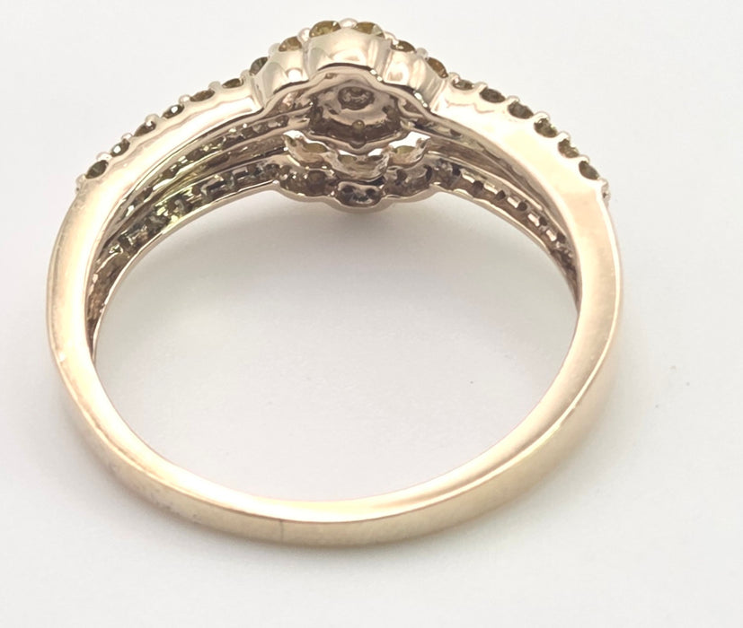 2499 Vintage: 9ct Gold 57 Yellow Diamonds Art Deco Style  Dress Ring