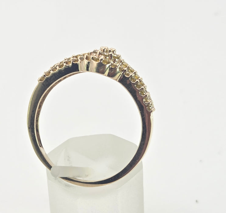 2499 Vintage: 9ct Gold 57 Yellow Diamonds Art Deco Style  Dress Ring