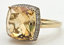 Load image into Gallery viewer, 2420 Vintage: 9ct Gold Faceted Fiery Orange Citrine 24 Natura Diamonds Dress Ring
