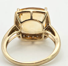 Load image into Gallery viewer, 2420 Vintage: 9ct Gold Faceted Fiery Orange Citrine 24 Natura Diamonds Dress Ring
