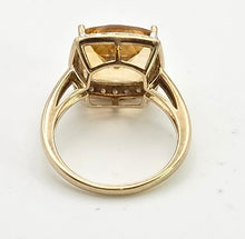 Load image into Gallery viewer, 2420 Vintage: 9ct Gold Faceted Fiery Orange Citrine 24 Natura Diamonds Dress Ring
