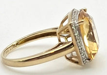 Load image into Gallery viewer, 2420 Vintage: 9ct Gold Faceted Fiery Orange Citrine 24 Natura Diamonds Dress Ring
