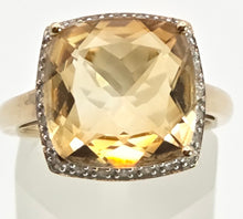 Load image into Gallery viewer, 2420 Vintage: 9ct Gold Faceted Fiery Orange Citrine 24 Natura Diamonds Dress Ring
