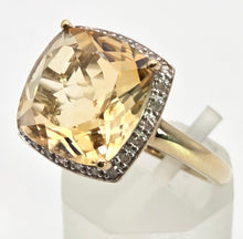 Load image into Gallery viewer, 2420 Vintage: 9ct Gold Faceted Fiery Orange Citrine 24 Natura Diamonds Dress Ring
