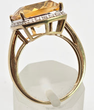 Load image into Gallery viewer, 2420 Vintage: 9ct Gold Faceted Fiery Orange Citrine 24 Natura Diamonds Dress Ring
