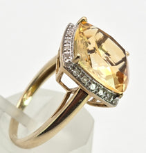 Load image into Gallery viewer, 2420 Vintage: 9ct Gold Faceted Fiery Orange Citrine 24 Natura Diamonds Dress Ring
