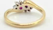 Cargar imagen en el visor de la galería, 2446 Vintage: 18ct Gold Rubies Natural Diamonds Dress Ring
