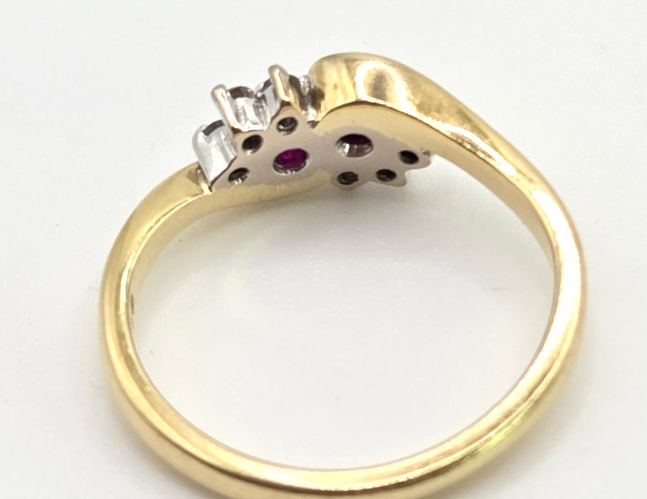 2446 Vintage: 18ct Gold Rubies Natural Diamonds Dress Ring