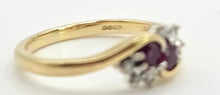Cargar imagen en el visor de la galería, 2446 Vintage: 18ct Gold Rubies Natural Diamonds Dress Ring
