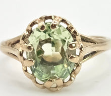 Load image into Gallery viewer, 2453 Vintage: 9ct Gold Faceted Cut Mint Green Amethyst Ring- From 1975
