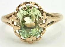 Load image into Gallery viewer, 2453 Vintage: 9ct Gold Faceted Cut Mint Green Amethyst Ring- From 1975

