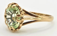 Load image into Gallery viewer, 2453 Vintage: 9ct Gold Faceted Cut Mint Green Amethyst Ring- From 1975
