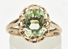 Load image into Gallery viewer, 2453 Vintage: 9ct Gold Faceted Cut Mint Green Amethyst Ring- From 1975
