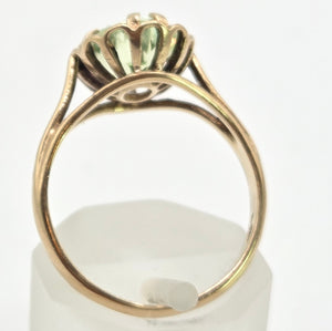 2453 Vintage: 9ct Gold Faceted Cut Mint Green Amethyst Ring- From 1975