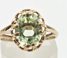 Load image into Gallery viewer, 2453 Vintage: 9ct Gold Faceted Cut Mint Green Amethyst Ring- From 1975
