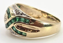 Load image into Gallery viewer, 2455 Vintage: 9ct Gold Art Deco Style Emeralds Diamonds Dress Ring
