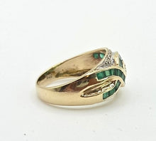 Load image into Gallery viewer, 2455 Vintage: 9ct Gold Art Deco Style Emeralds Diamonds Dress Ring
