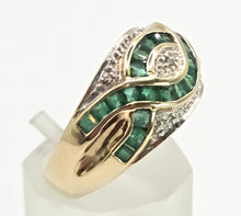 Load image into Gallery viewer, 2455 Vintage: 9ct Gold Art Deco Style Emeralds Diamonds Dress Ring
