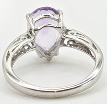 Load image into Gallery viewer, 2456 Vintage: 9ct White Gold Pear-Cut Lilac Amethyst Ring
