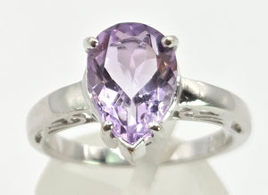 2456 Vintage: 9ct White Gold Pear-Cut Lilac Amethyst Ring