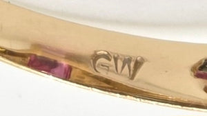 2500 Vintage: 14ct Gold Emerald Cut Pink Sapphire Natural Diamonds Ring