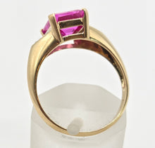Cargar imagen en el visor de la galería, 2500 Vintage: 14ct Gold Emerald Cut Pink Sapphire Natural Diamonds Ring
