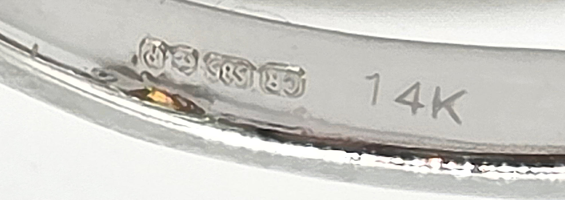 2494 Vintage: 14ct White Gold Round Cut Orange Zircon Natural Diamonds Ring