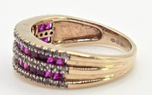 Load image into Gallery viewer, 2458 Vintage: 9ct Gold Rubies White Sapphires Tiered Ring

