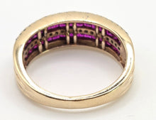 Load image into Gallery viewer, 2458 Vintage: 9ct Gold Rubies White Sapphires Tiered Ring
