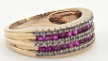 Load image into Gallery viewer, 2458 Vintage: 9ct Gold Rubies White Sapphires Tiered Ring
