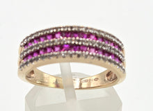 Load image into Gallery viewer, 2458 Vintage: 9ct Gold Rubies White Sapphires Tiered Ring
