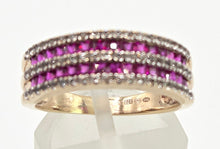 Load image into Gallery viewer, 2458 Vintage: 9ct Gold Rubies White Sapphires Tiered Ring
