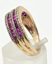 Load image into Gallery viewer, 2458 Vintage: 9ct Gold Rubies White Sapphires Tiered Ring
