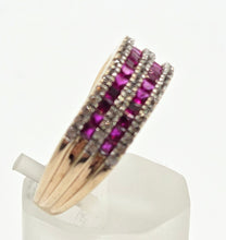 Load image into Gallery viewer, 2458 Vintage: 9ct Gold Rubies White Sapphires Tiered Ring
