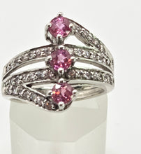 Load image into Gallery viewer, 2505 Vintage: 9ct White Gold Pink &amp; White Sapphires Statement Ring

