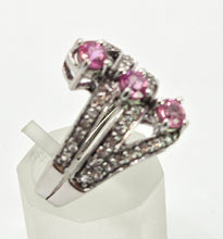 Load image into Gallery viewer, 2505 Vintage: 9ct White Gold Pink &amp; White Sapphires Statement Ring
