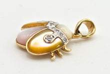 Cargar imagen en el visor de la galería, 2510 Vintage &amp; Rare 18ct Gold Beetle Pendant Diamonds Moonstone Heliodor

