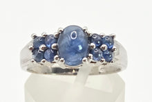 Load image into Gallery viewer, 2513 Vintage: 9ct White Gold 9 Blue Sapphires Cluster Ring
