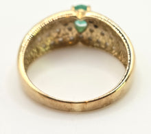 Cargar imagen en el visor de la galería, 2524 Vintage: 9ct Gold Emerald 46 Natural Diamonds Art Deco Style Ring

