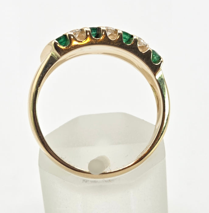 Vintage: 18ct Gold Emerald & Diamond Seven Row Half Hoop Ring