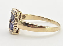 Load image into Gallery viewer, 1134 Vintage: 9ct Gold Blue Tanzanites Diamond Geometric Set Ring
