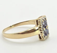 Load image into Gallery viewer, 1134 Vintage: 9ct Gold Blue Tanzanites Diamond Geometric Set Ring
