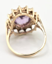 Load image into Gallery viewer, 1178 Vintage &amp; Old Large Faceted Lilac Amethyst 14 See Pearls Ring
