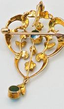 Load image into Gallery viewer, 1461 Antique: 15ct Gold Turquoise Seed Pearls Pendant
