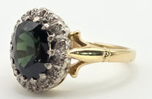 Load image into Gallery viewer, 2027 Vintage: 18ct Gold Australian Blue Sapphire Diamonds Diana Style Cluster Ring- From 1966
