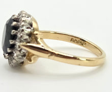 Load image into Gallery viewer, 2027 Vintage: 18ct Gold Australian Blue Sapphire Diamonds Diana Style Cluster Ring- From 1966
